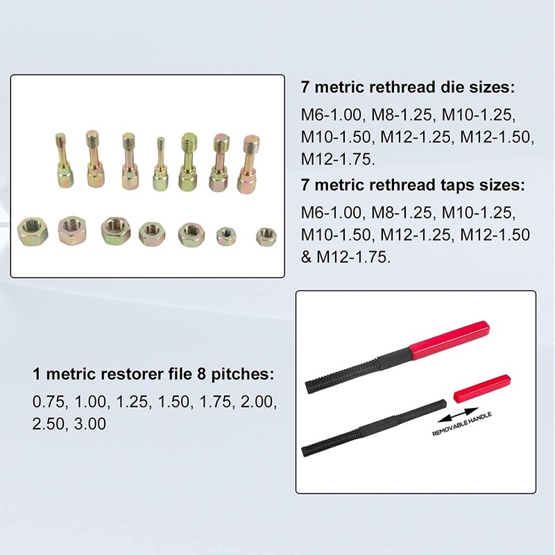Angchun 15PCS Metric Thread Chaser Set, Thread Repair kit with