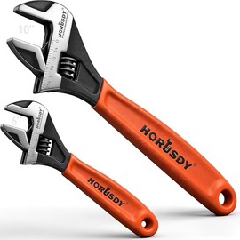 HORUSDY Juego de llaves ajustables | 2 piezas | Llaves de 6 pulgadas y 10 pulgadas | Escalas métricas y SAE | Llave de agarre cojín | Acero Cr-V