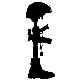 SP13346 Battlefield Cross Fallen Soldier Boot M16 Helmet Dog Tags Military Silhouette Cardboard Cutout Standee Standup