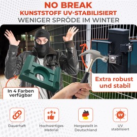 Qualinos 10 x Universal Double Rod Mat Fence Attachment, UV-Stabilised, No-Break Plastic - Fence Holder for Flexible Mounting on All Surfaces, Made in Germany (Anthracite 7016)