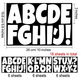 Bemeol Bulletin Board Letters Set 18 Sheets 3 Inch Alphabet Cutout Letter Poster Board Letters for Bulletin Board Display Classroom School Home Decor(White)
