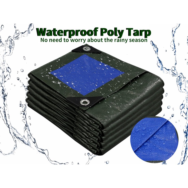 TARPAL 4x4 Feet Small Tarp Waterproof 6mil (2 Pack) Green