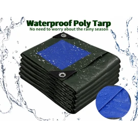 TARPAL 4x4 Feet Small Tarp Waterproof 6mil (2 Pack) Green tarps Multipurpose Protective Cover All Purpose Poly Tarps Cover for Firewood Outdoor Furniture etc