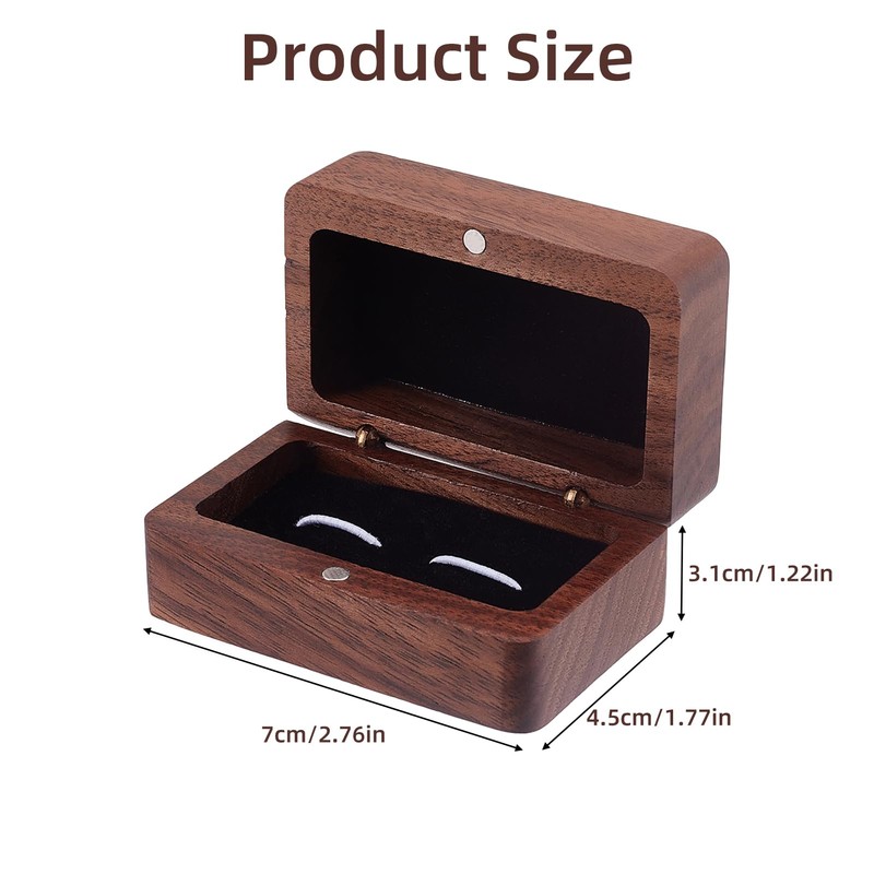 NICENEEDED Walnut Wooden Cufflink Box, Square Small Cuff Links Display