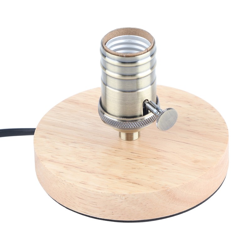 E26/E27 Table Lamp Holder Household Retro Wooden Lamp Base with