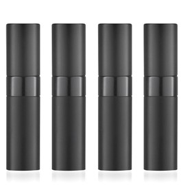 8ML Refillable Perfume Spray Bottles - Travel Atomizer Set with Removable Inner Bottle, Portable Leak Proof Lightweight Sprayer for Fragrances, Essential Oils (Matte Black 4 Pack)