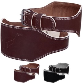 Mytra Fusion Weight Lifting Belt Leather Fitness Training Back Support 6" Wider (Brown, Large)