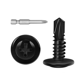 #8 x 1/2" (300 PCS) Black Fast Self Tapping Screws, Modified Truss Head Self Drilling Screw, Phillips Drive Sheet Metal Screws, Carbon Steel, Full Thread, Screwdriver Bit Included