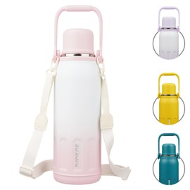 BJPKPK Insulated 50oz Thermos Water Bottle with Lid and Carry Handle Dishwasher Safe Stainless Steel Water Bottles for Outdoor,Pink Pearl