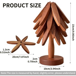 Yuiturt 4 Wooden Tree Coasters of Shape Table Mat, Wooden Tree Trivets Set,Wood Kitchen Hot Pads Trivet, Foldable Heat Resistant Pads Reusable Wooden Trivets Potholder for Kitchen Accessories