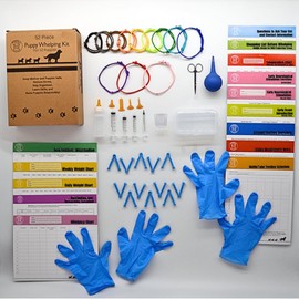 SheffieldSSShop Puppy Whelping Supplies- 52 Piece Puppy Whelping Kit for Puppies Birth- Pregnant Dog Birthing Supplies- Use in Whelping Box- Newborn Puppy Collars for Litter, Puppy Bottles for Nursing