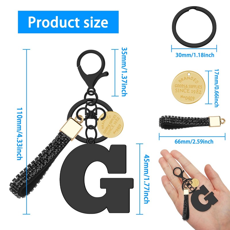 Alphabet Initial Letter Keychain for Women Girls Men Initial Letter
