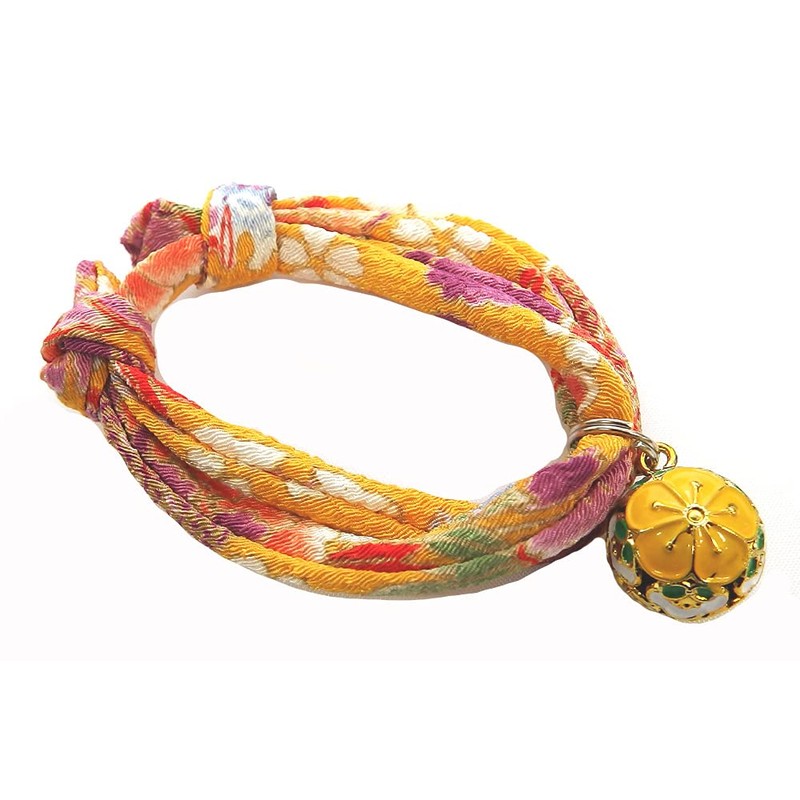 Collar, Cat Bell Charm (Plum Yellow), Accessory Choker, Soft Fabric