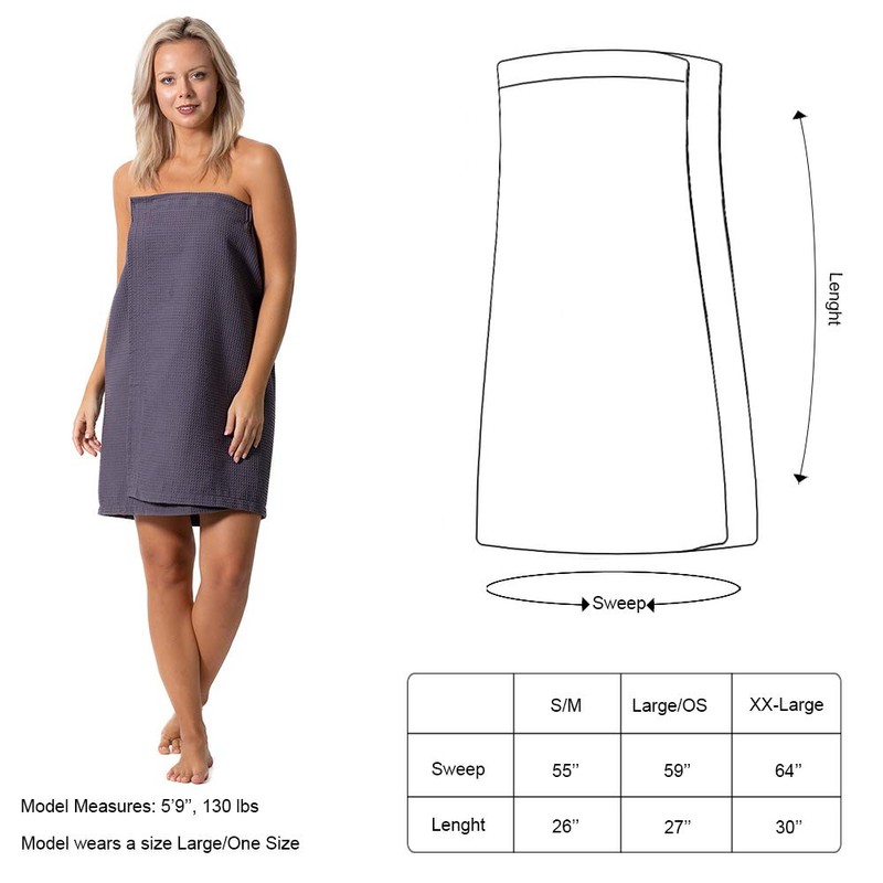 Turkish Linen Women’s Waffle Spa Body Wrap with Adjustable Closure