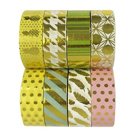 Wrapables Metallic Foil Washi Masking Tape Collection (Set of 8), 08WPSET09