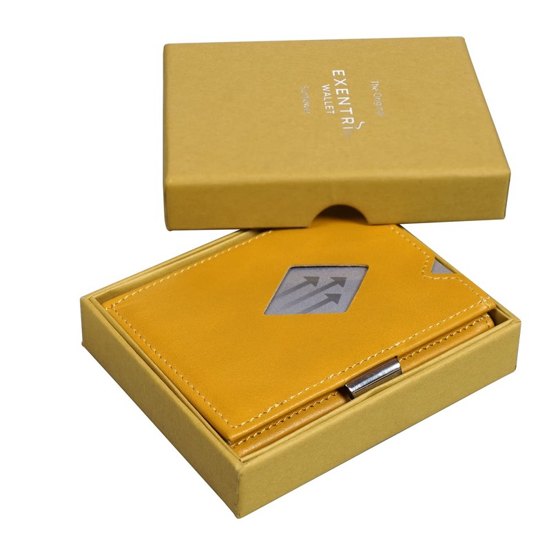 EXENTRI Leather Trifold Wallet - RFID Blocking w/Stainless Steel Locking