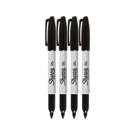 Sharpie Permanent Markers, Fine Point, Black Ink (4-Pack)