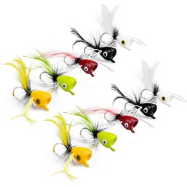 Bass Fly Fishing Poppers,10pcs Bass Popper Flies Dry Flies Assortment Topwater Baits Dry/Wet Fly Fishing Flies for Panfish Trout Salmon