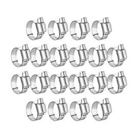 Hose Clamps Assortment Kit, 20Pcs 3/8"-5/8" (10-16mm) Adjustable Worm Gear Pipe Hose Clamps, Fuel Line Hose Clamps Heavy Duty for Plumbing, Automotive, Washing Machine, Mechanical