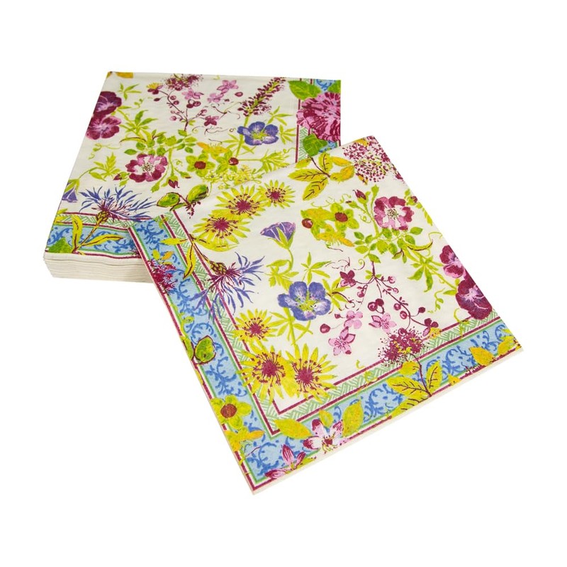 Caspari Mille Fleurs Paper Luncheon Napkins, Green, Pack of 20
