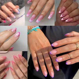 French Line Nail Stickers for Nail Art French Tip Nail Decals 3D Self-Adhesive Gradient Line Nail Design Sticker Nail Tip DIY Manicure Decoration Accessories for Women and Girls 6 Sheets