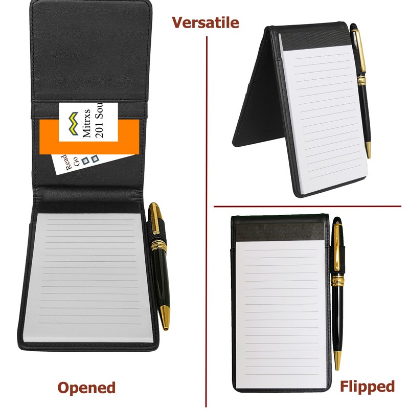 Mini Notepad Holder Set - 3x5 Pocket Memo Pads Book