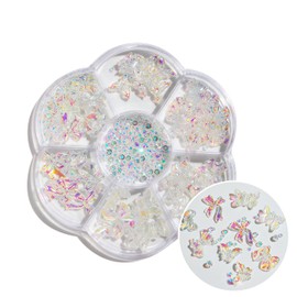 LUYING Nail Parts Set, 3D 3D DIY Aurora, Nail Decoration, Nail Rhinestones, Nail Parts Deco Parts, Nail Art, Aurora, 3D Butterfly, Ribbon, Butterfly Parts, Rhinestones, Gemstones, Gel Nail Jewelry