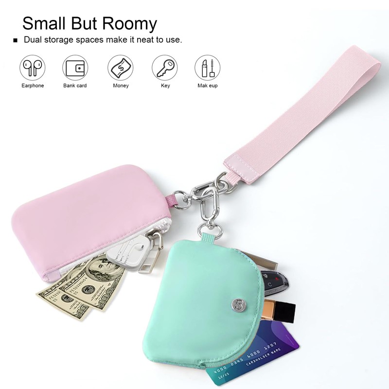 Babysun Mini Zip Around Dual Pouch Wristlet With 2 Straps