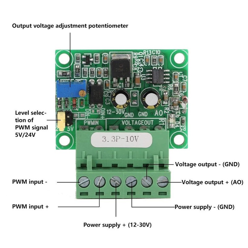 Roberee Digital Analog Module, 3.3V PWM to 0-10V Signal PWM