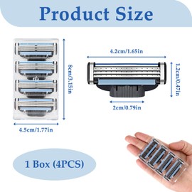 4 Pack Razor Blades, Turbo Blades Refill Compatible with Mach 3 Handles, Men’s 3-Layer Universal Shaver Blades, Double Lubrication Strip, Ideal for Precision Shaving, Father Boyfriend Gift