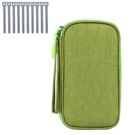 Classycoo Travel Cable Organiser Electronic Accessories Storage Bag for Charger, Cable, Phone Waterproof Tech Bag, Carry Bag, Portable All-in-One Double Layers, Green, Travel
