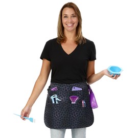 Plum Hill Black Server Apron with Buckle, Clip Waitress Apron, Waiter Apron, Waist Apron with Pockets, Black Leopard