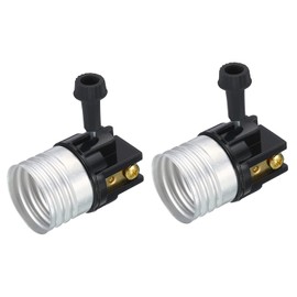 sourcing map 3-Way Lamp Socket, Medium Base E26 Lamp Socket Replacement with Turn Switch Knob for Floor Table Lamps DIY Project, Silver Tone Black Pack of 2