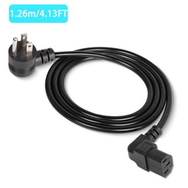 GELRHONR 90 Degrees 3 Prong AC to IEC320 C13 Power Cord,10A 125V Up Angle NEMA 5-15P to C13 Universal Power Cable for Notebook Computers, TV, Monitors-4.9Ft (Black-Up C13)