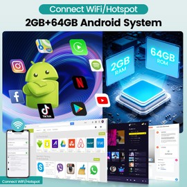 2G+64G Single Din Android Car Stereo 10.4 inch Rotatable Vertical Touch Screen Radio with Wireless Carplay & Android Auto/EQ Audio/Bluetooth/SWC/FM RDS