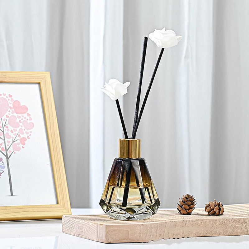 UPSTORE 2Pcs 60ml/2oz Diffuser Bottles Empty Refillable Glass Diffuser Jars