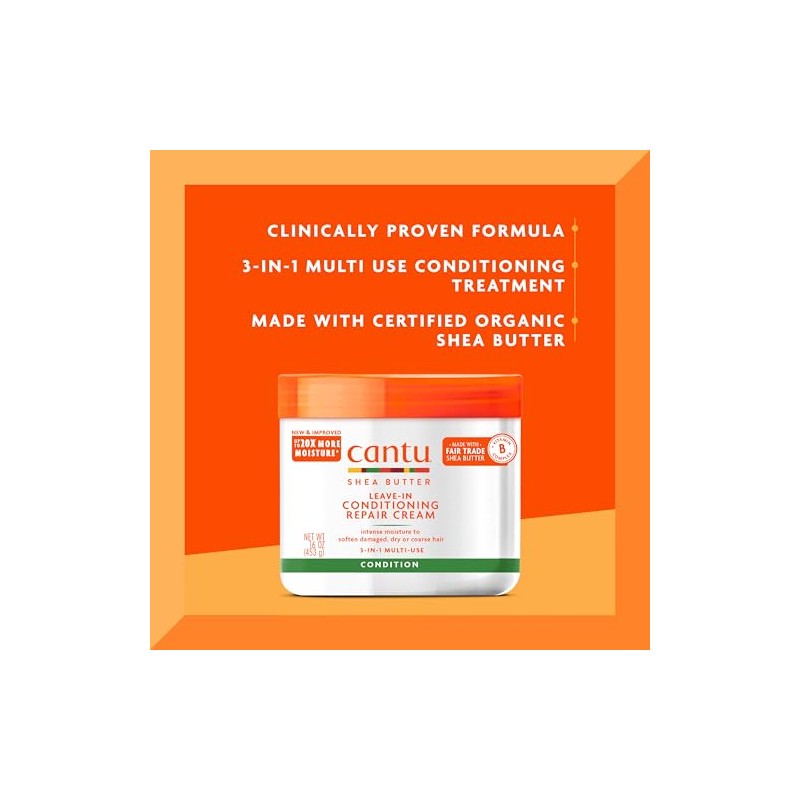 Cantu Crema reparadora acondicionador sin enjuague con manteca de karité,
