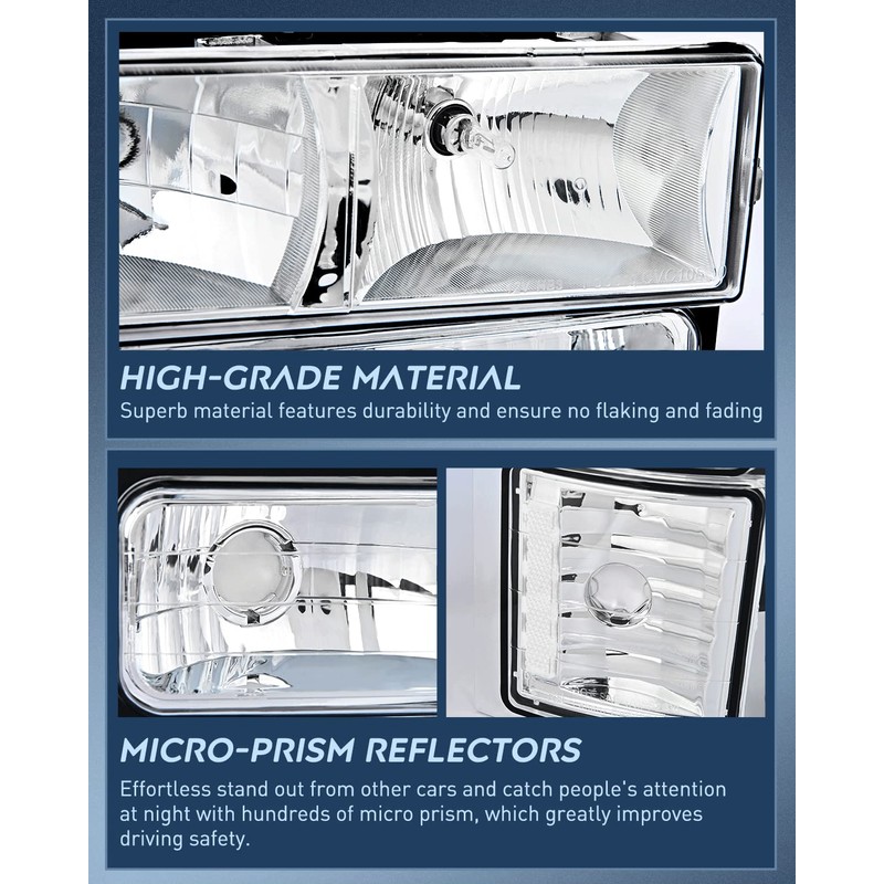 Nilight Headlight Assembly Compatible with 1994 1995 1996 1997 1998
