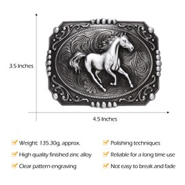 BBOTEN Western Horse Belt Buckle for Men, Large Belt Buckle with Running Horse, Eagle Cowboy Buckles