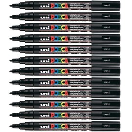 uni-ball Posca PC3M Marker Fine Tip Line Width 0.9-1.3 mm Ref 9002000 - Black, Pack 12
