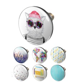 arteneur® Pop-Up Sink Plug with Hipster Cat Motif from Berlin, Drain Strainer, Double Seal, Universal Drain Plug 34 mm - 41 mm, Pop-Up Valve Sink Plug