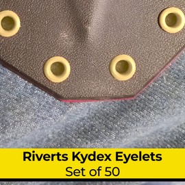 HolsterBuilder Kydex Rivets Eyelets, 8-8 1/4" Multicolored Grommet Eyelets for Tactical Holster Making, Knife Sheath Crafting, Fasteners for Custom DIY Kydex Projects (Brass, Set of 50)