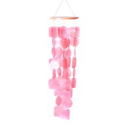 Shells Wind Chime Brightly Colored Good Luck Charm Soft Soothing Sound Visually Appealing (Pink)