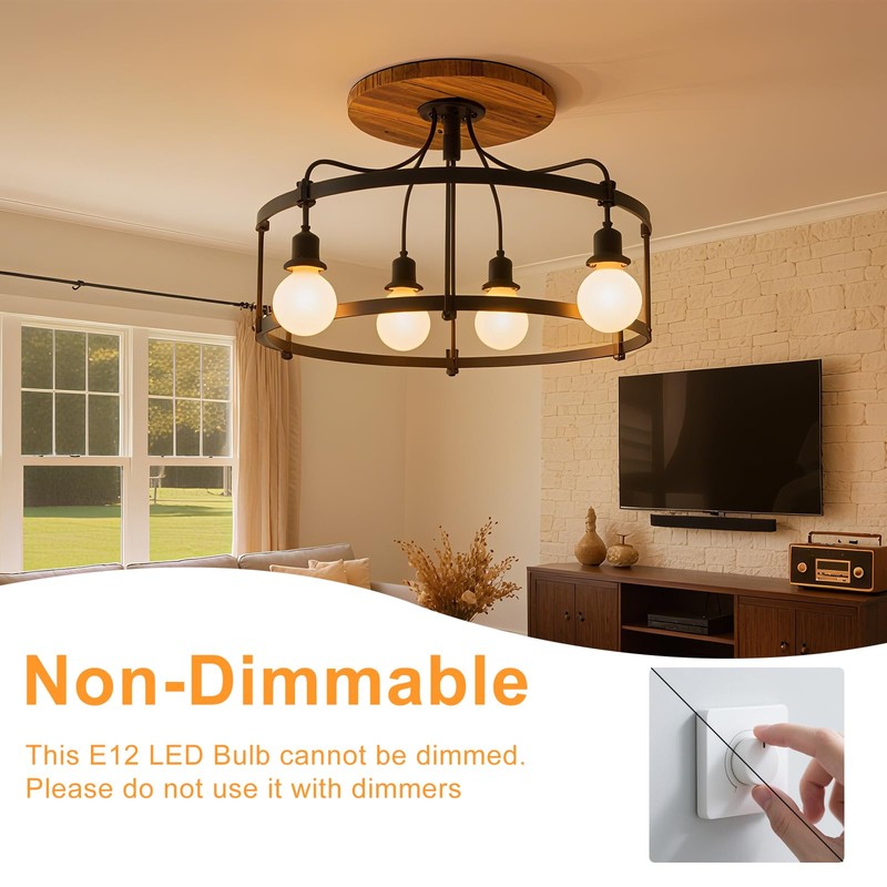 LFLAMPON LED Light Bulb 3000K Warm White Candelabra E12 Base