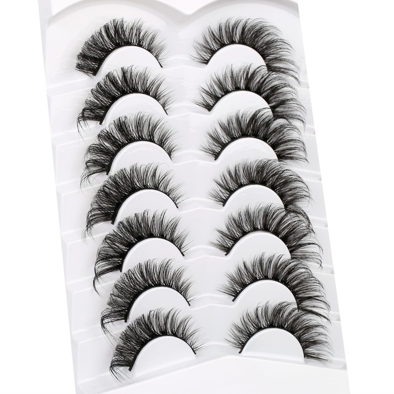 Poolunch False Eyelashes Cat Eye Lashes 8D Volume Wispy Natural