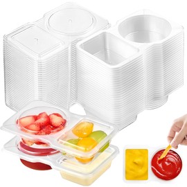 DOTOTO 40pcs Condiment Container With Lids, Double Compartment Food Storage Containers, Reusable Snack Packs, Transparent Salad Dressing Container, For To-Go Sauce, Sampling, Travel