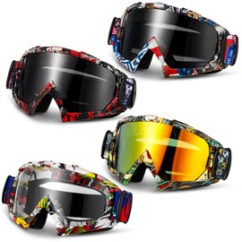Tallew 4 Pairs Dirt Bike Goggles Motorcycle Motocross Riding Racing ATV Goggles for Men Women Power Sport Ski(Cool)