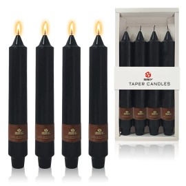 9 Inch Pillar Candle Candlesticks Unscented Dripless Dark Blue Tapered Candle Set for Halloween Thanksgiving Home Decor, 4 Packcolor: Black, size: 9inch