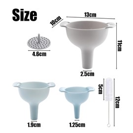 3-Piece Funnel with 1 Small Brush, Plastic Funnel Set, 4-in-1 Funnel with Filter, Multifunctional Funnel Set, Funnel Kitchen Set, Kitchen Accessories