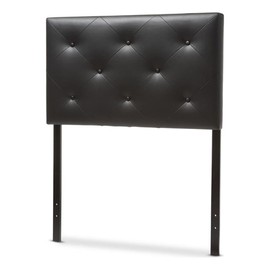 BOWERY HILL Modern Faux Leather Upholstered Twin Headboard in Black